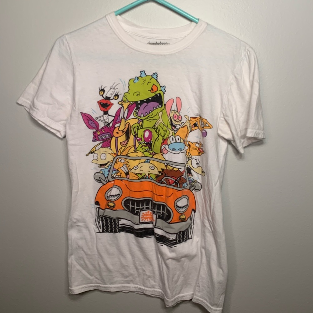 Nickelodeon cartoon themed white tshirt.